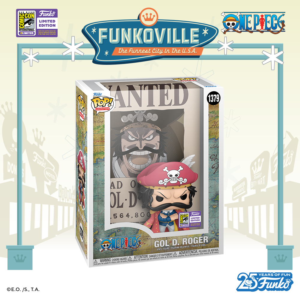 New to the One Piece collection is the SDCC 2023 exclusive Pop! Poster of Gol D. Rogers in front of his wanted poster.